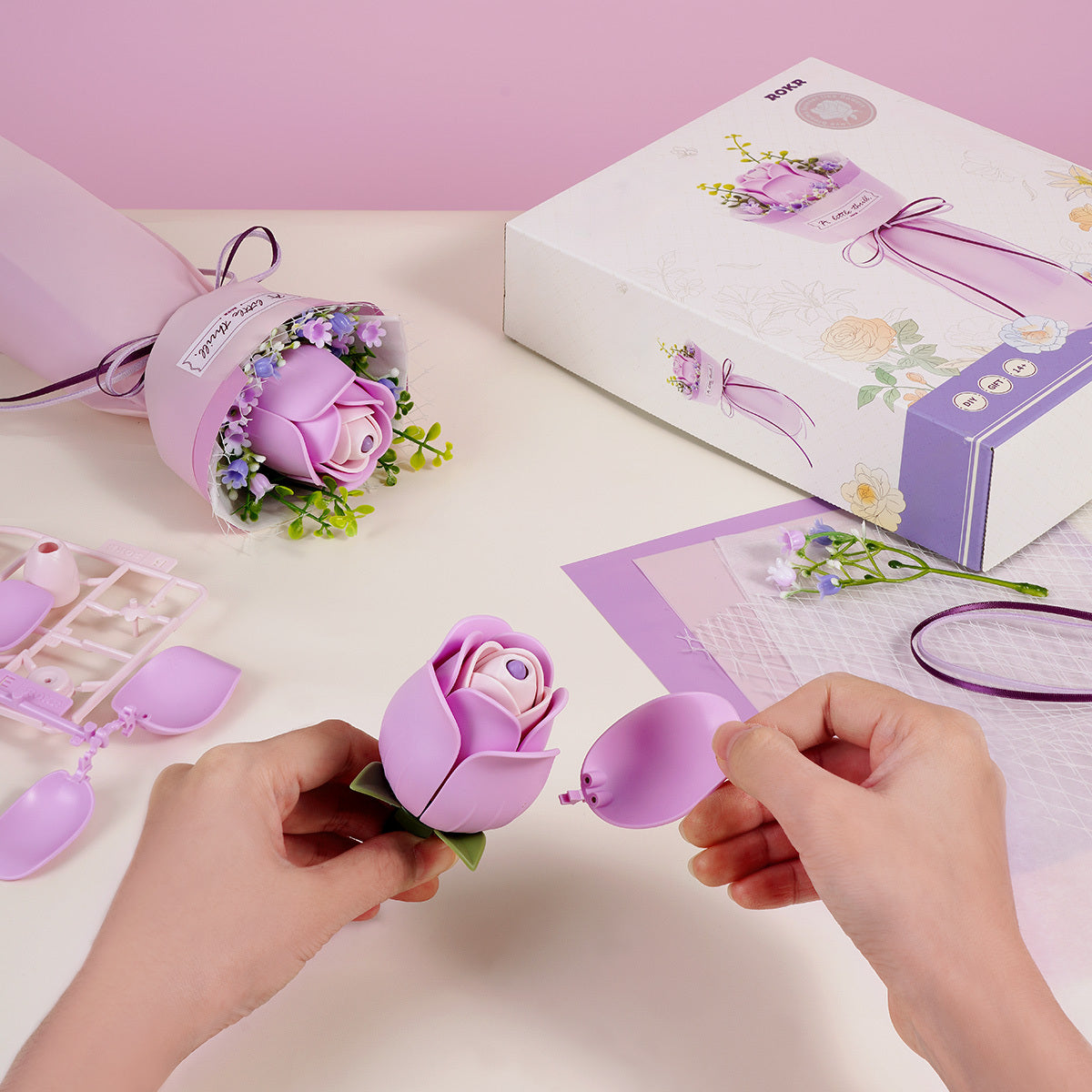 ROKR DIY Bouquet 3D Puzzle - Purple Rose AF021