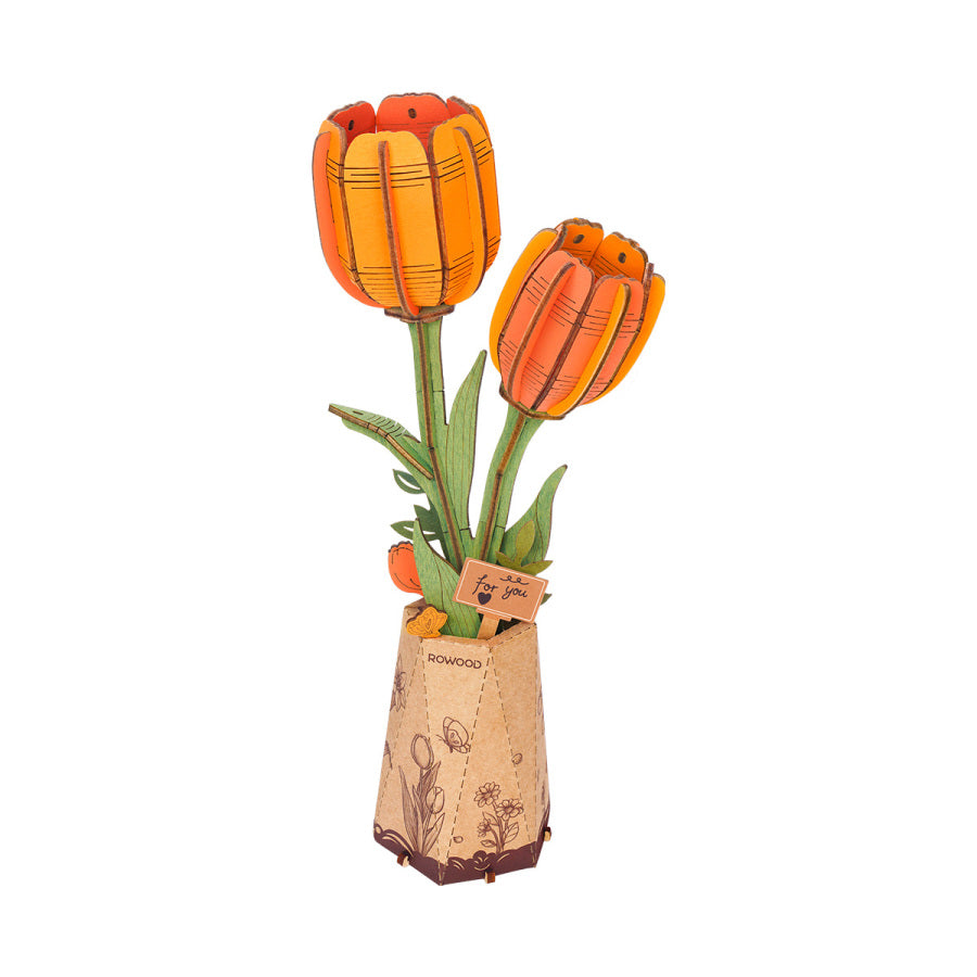 Wooden Flower Orange Tulip TW081