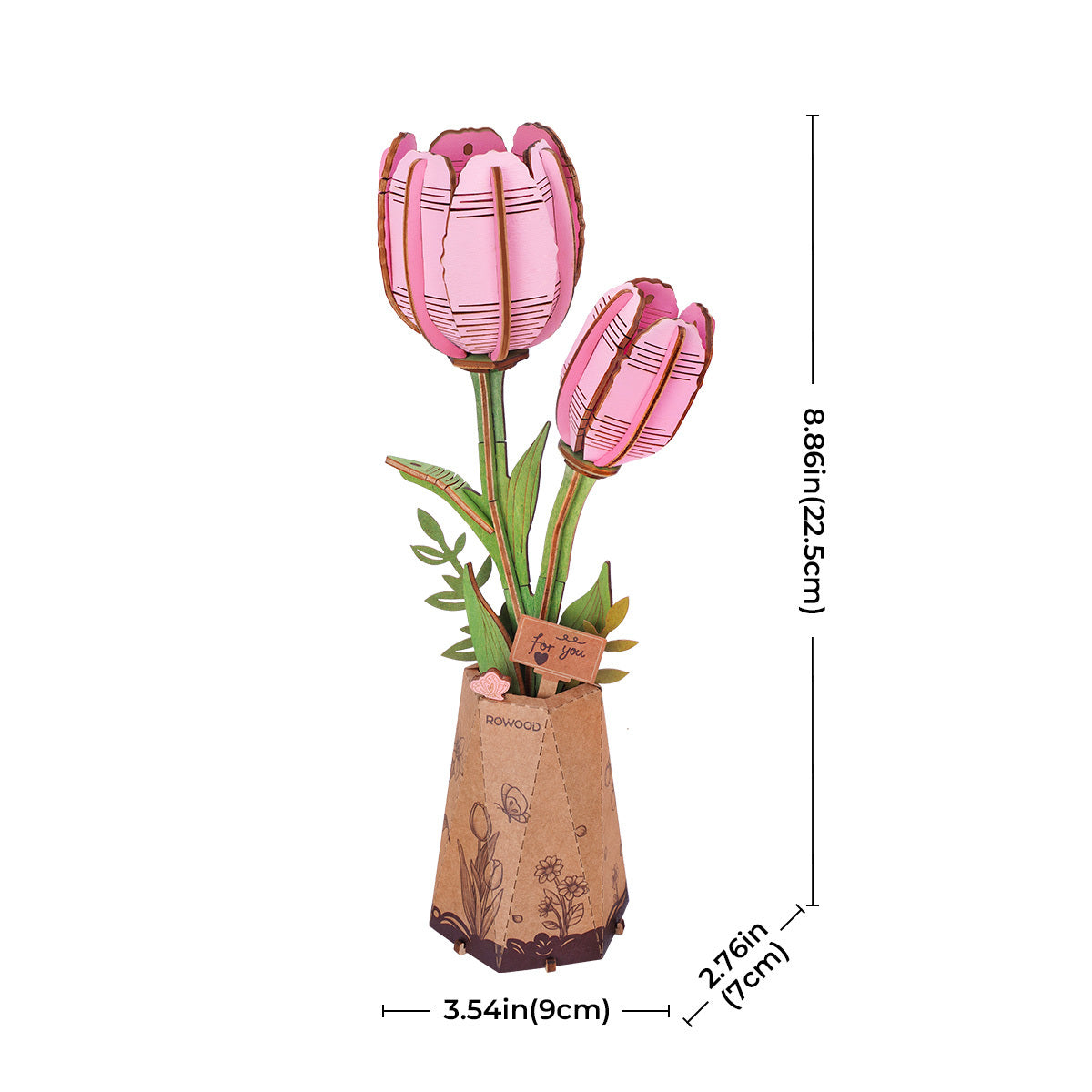 Wooden Flower Pink Tulip TW082