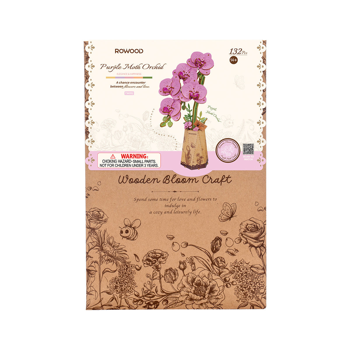Wooden Flower Purple Moth Orchid TW091